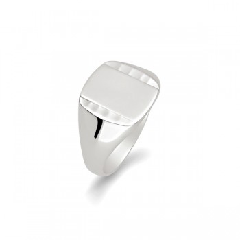 Argentium Silver Diamond cut Cushion Signet ring