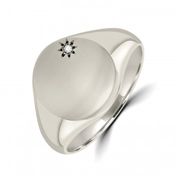 Sterling Silver Diamond set Gents Signet Ring