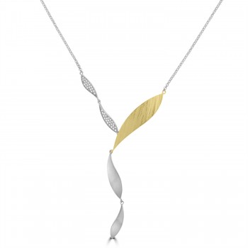 Sterlilng silver Two-Tone Leaf pendant chain