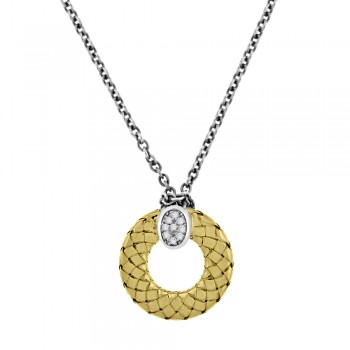 Sterling Silver & 18ct Yellow Gold Gemoro Circle Pendant Chain
