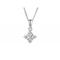 Sterling silver Four-stone 2x2 Cluster pendant chain