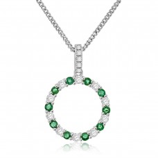 Sterling Silver Emerald Circle of Life Pendant Chain
