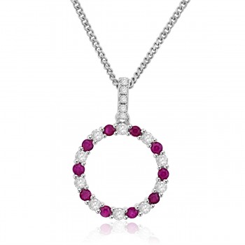 Sterling Silver Ruby Circle of Life Pendant Chain