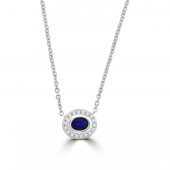 Sterling silver Sapphire Rubover Pendant Chain