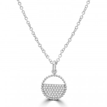 Sterling silver Pave stone set Pendant Chain