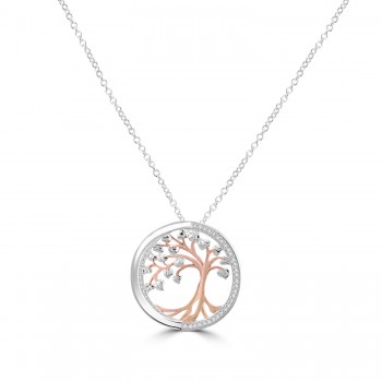Sterling silver Two tone Rose Tree of Life pendant chain