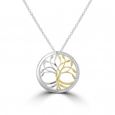 Sterling silver Two Tone 3D Tree of Life Pendant Chain