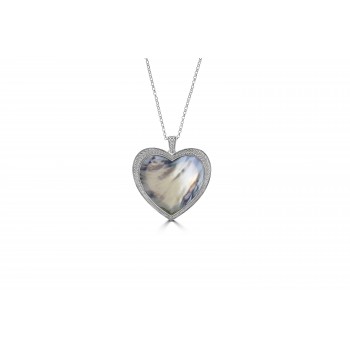 Large Mother of Pearl and Silver pendant and chain