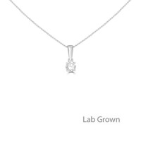 Sterling silver Solitaire Lab Grown 5mm Diamond Pendant chain