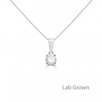 Sterling silver Lab Grown Diamond Solitaire pendant chain