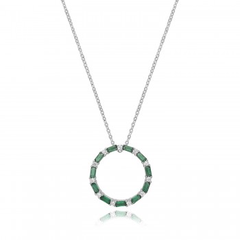 Sterling silver Emerald-Green Circle of Life pendant chain