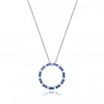 Sterling silver Sapphire-Blue Circle of Life pendant chain