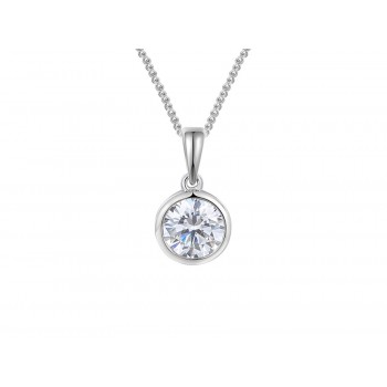 Sterling silver Solitaire Bezel Pendant chain