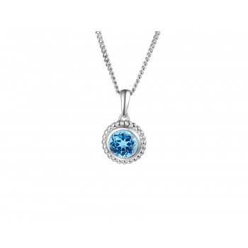 Sterling silver Blue Topaz Beaded pendant chain