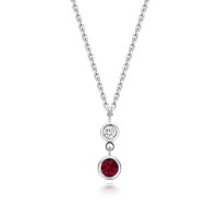 Sterling silver Lab Grown Ruby and Diamond Pendant chain
