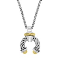 Sterling Silver & 18ct Yellow Gold Gemoro Horseshoe Pendant