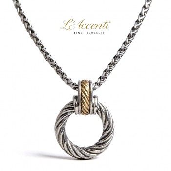 Sterling silver18ct Gold Circle Twist Pendant