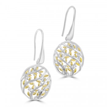 Sterling silver Two-tone Leaf Twist drop earrings