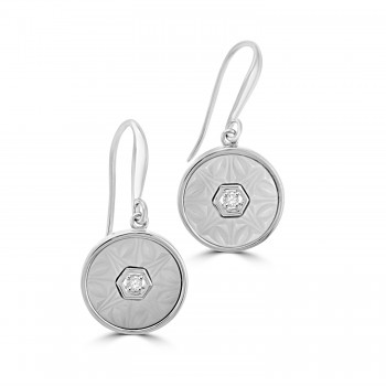 Sterling silver Mother of Pearl disc Drop earrings