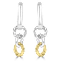 Sterling silver Gold Tone Drop Twist-Circle earrings