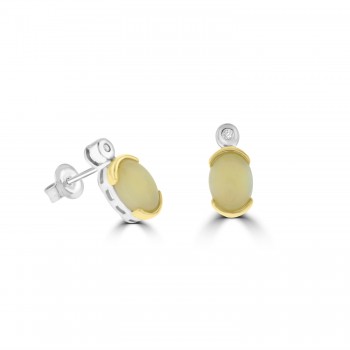 Sterling silver and Gold Opal stud earrings