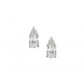 Sterling silver Oval Trefoil stud earrings