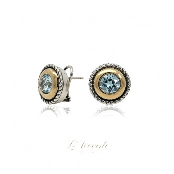 Sterling silver 18ct Gold Blue Topaz LAccenti Stud Earrings