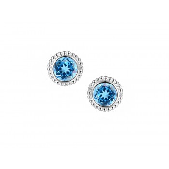 Sterling silver Blue Topaz Beaded stud earrings