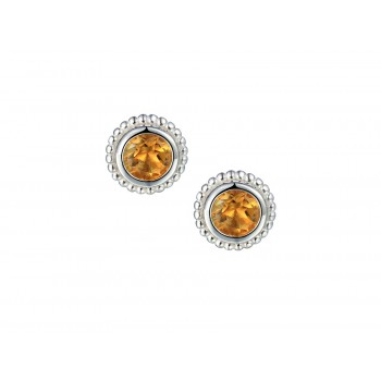 Sterling silver Citrine Beaded stud earrings
