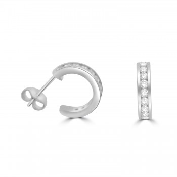 Sterling silver Channel set Zirconia Hoop earring