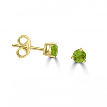 18ct Gold Solitaire Peridot Stud Earrings