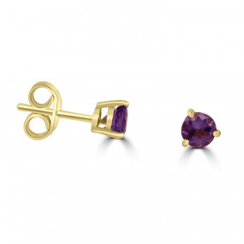 18ct Rose Gold Amethyst Solitaire stud earrings