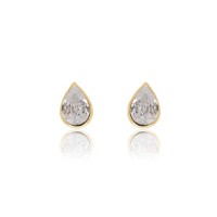9ct Gold Solitaire Pear cut Bezel stud earrings