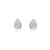 9ct White Gold Pear cut Solitaire Bezel Stud earrings