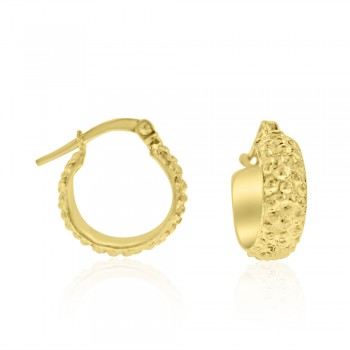9ct Gold Beaded Creole Hoop Earrings