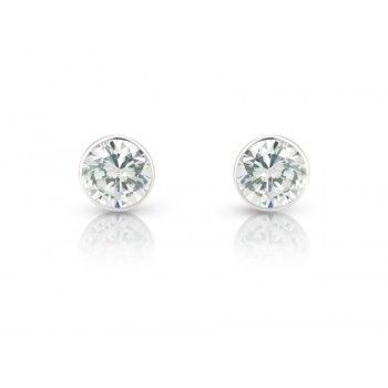 9ct White Gold Solitaire Bezel stud earrings