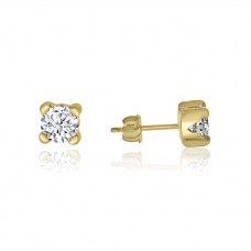 9ct Gold Cubic Zirconia Solitaire Stud Earrings