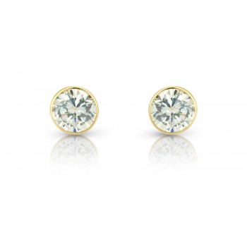9ct Gold Brilliant Cubic Zirconia Rubover Solitaire stud earring