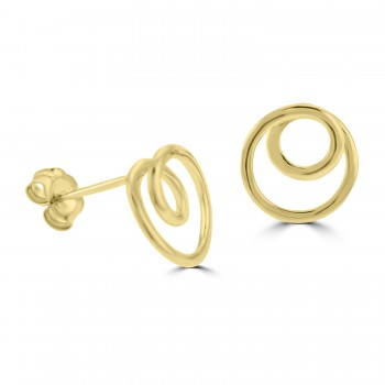 9ct Gold Double Swirl stud earrings