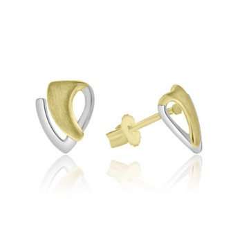 9ct Yellow & White Gold Wedge Stud Earrings
