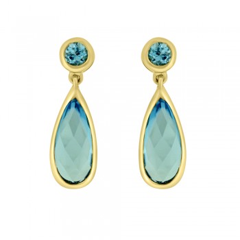 9ct Gold Blue Topaz Drop Earrings