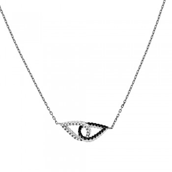 9ct White Gold Black & White Cubic Zirconia Pendant Chain