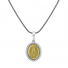 9ct Yellow & White Gold Cubic Zirconia Miraculous Medal Pendant