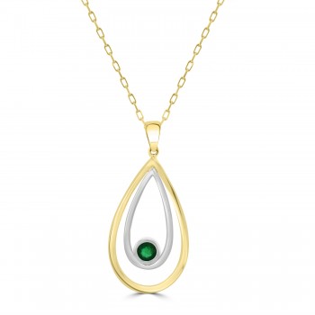 9ct Gold Two-Tone Emerald Drop pendant