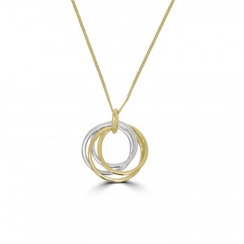 9ct Two-Tone Gold Interlocking Circle pendant chain