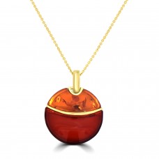 9ct Gold Amber and Garnet Round Pendant chain
