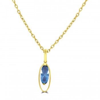 9ct Gold Oval Blue Topaz Door Knob pendant