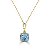 9ct Gold Blue Topaz round pendant