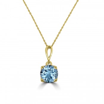 9ct Gold Blue Topaz round pendant