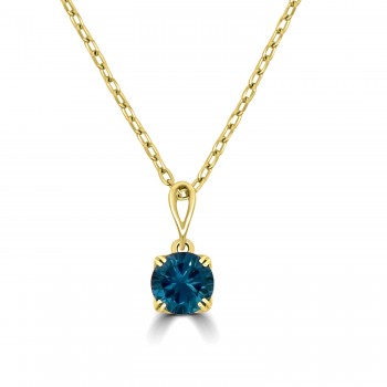 9ct Gold London Blue Topaz round pendant